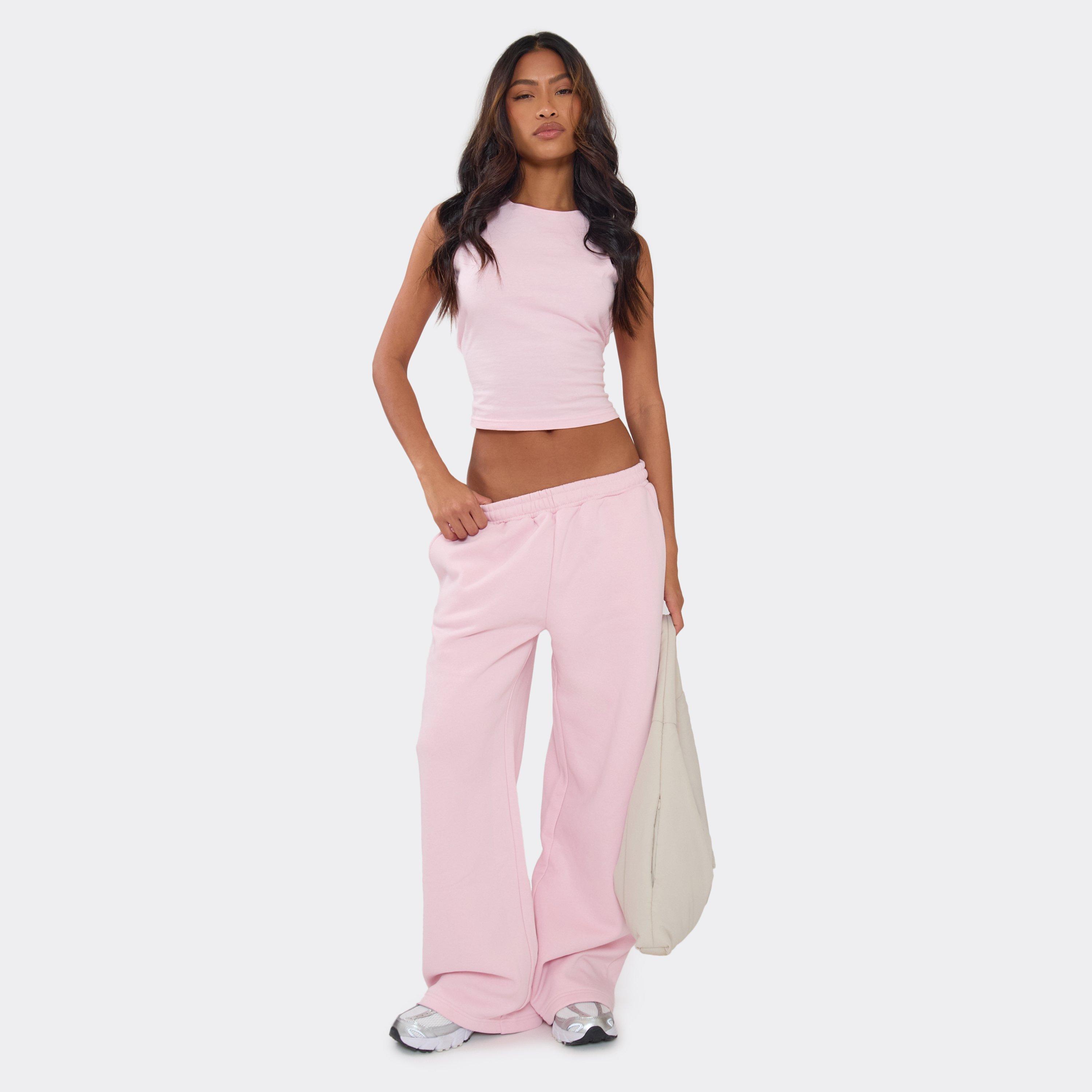 Mid Rise Straight Leg Joggers In Baby Pink, Women's Size UK 8