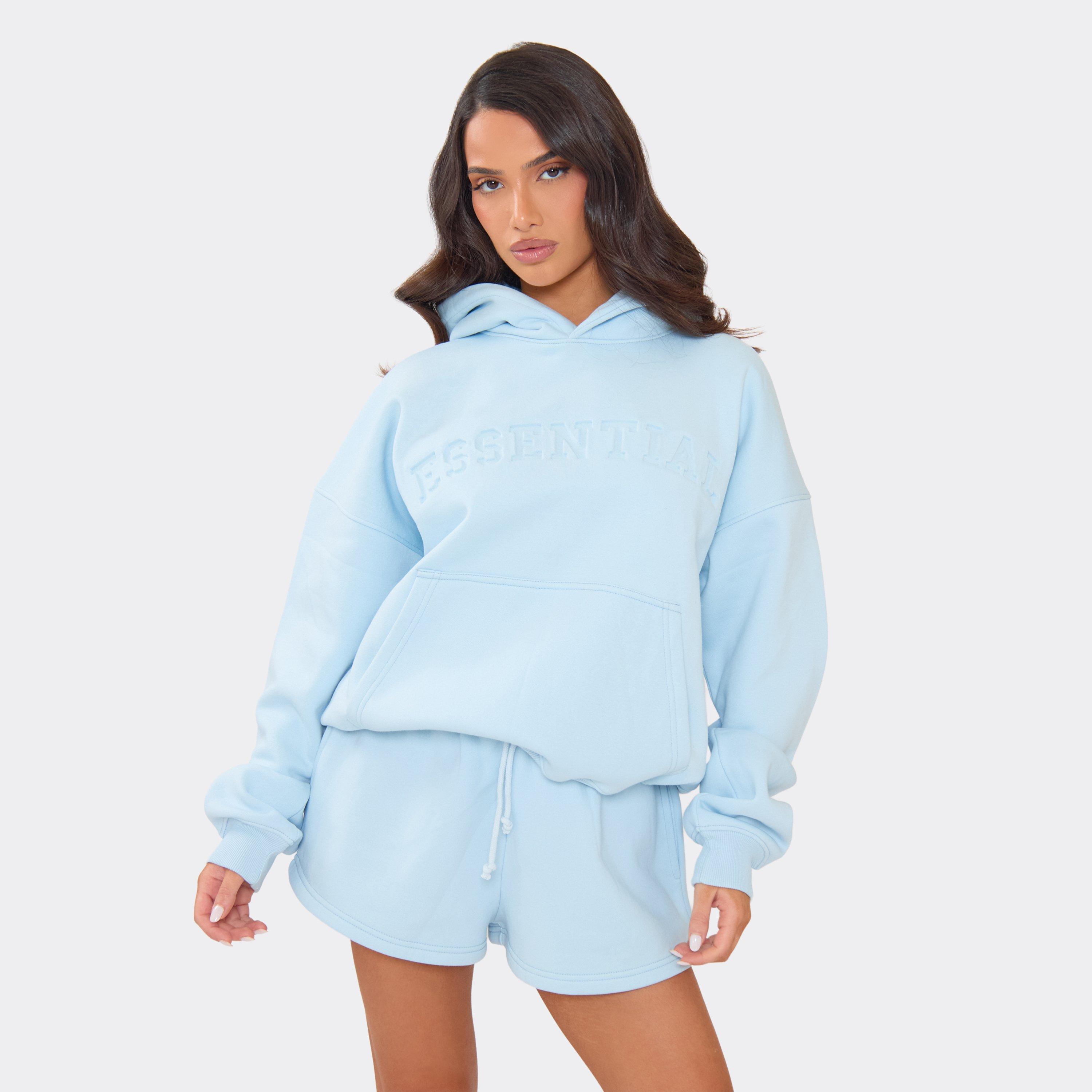 Essential Graphic Detail Oversized Hoodie In Blue, Women’s