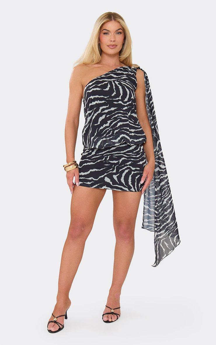 Halterneck Gold Trim Detail Mini Dress In Multi Animal Print Sequin | EGO  US | EGO