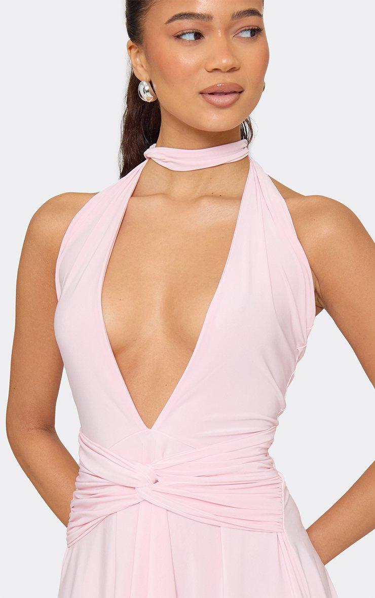 pink scarf dress Rush | Keena Maxi Dress thin straps and a sultry low cowl back Ophlie Pink Scarf Detail Gathered