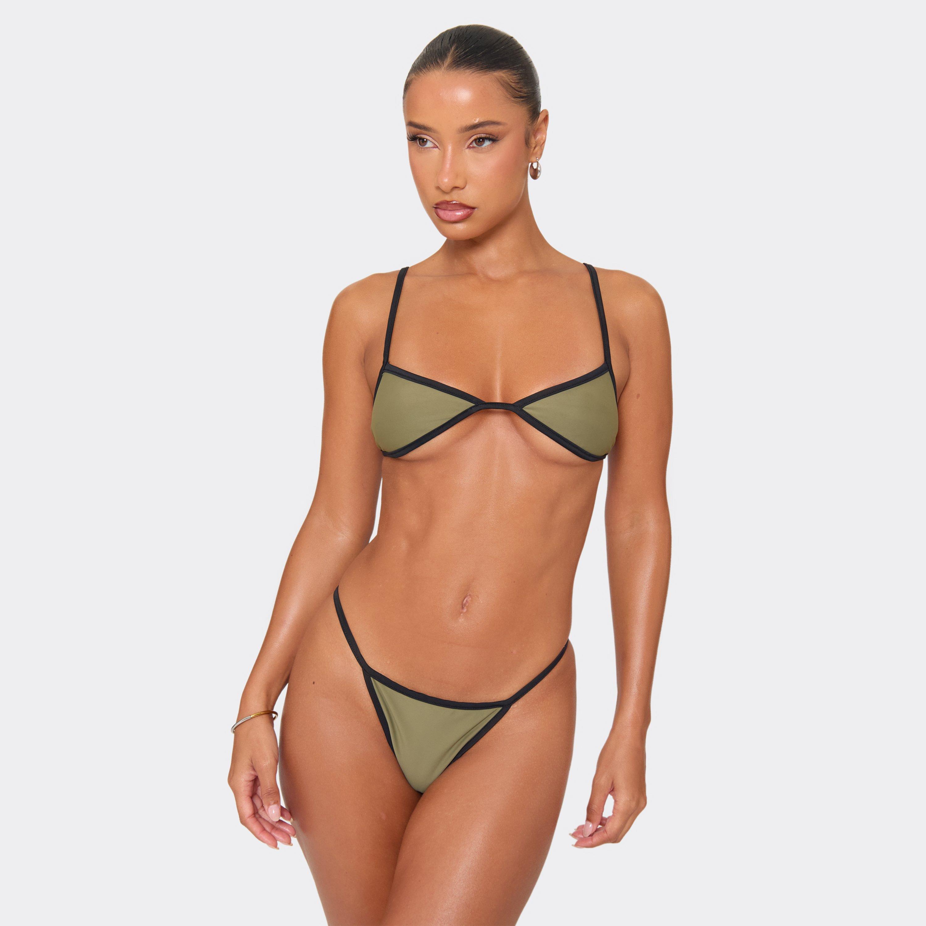 Triangle Micro Bikini Set In Khaki Green, Women’s