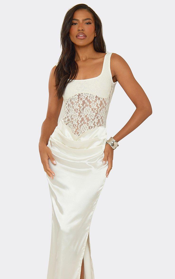 cream lace evening dress MNM Couture Dress G1211 – Alexandra's Boutique main image 1