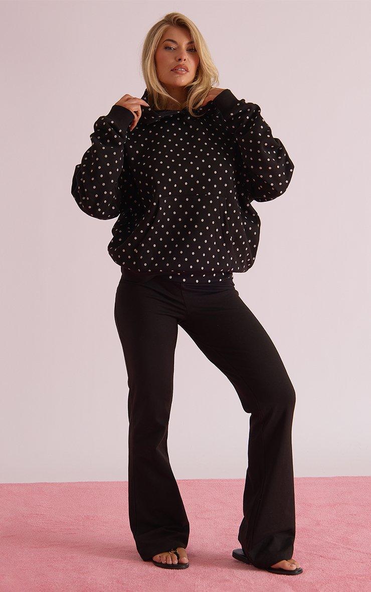 Long Sleeve Oversized Hoodie In Black Polka Dot Print | EGO US | EGO