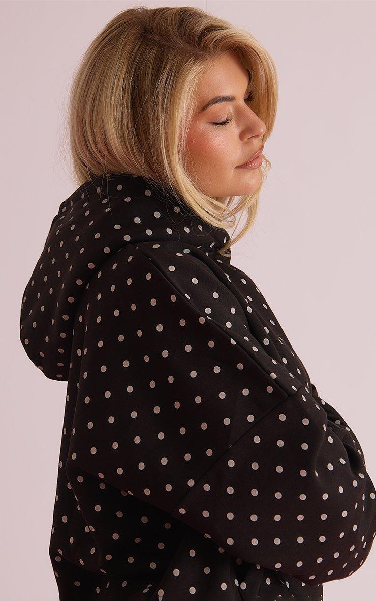 Long Sleeve Oversized Hoodie In Black Polka Dot Print | EGO UK | EGO