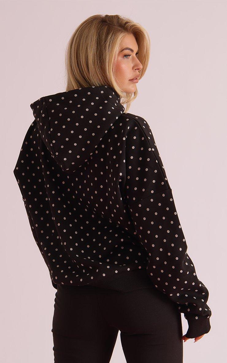 Long Sleeve Oversized Hoodie In Black Polka Dot Print | EGO UK | EGO