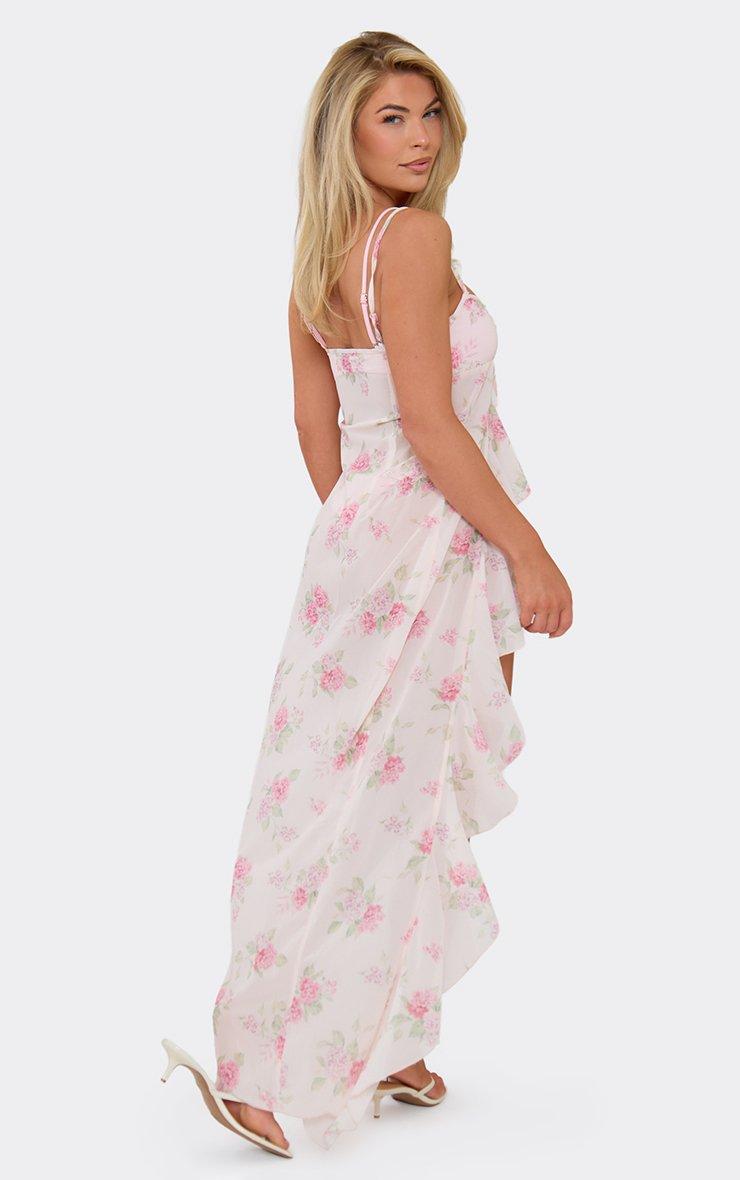 Double Strap Frill Detail Tie Front Beach Cover Up In Pink Floral | EGO US  | EGO