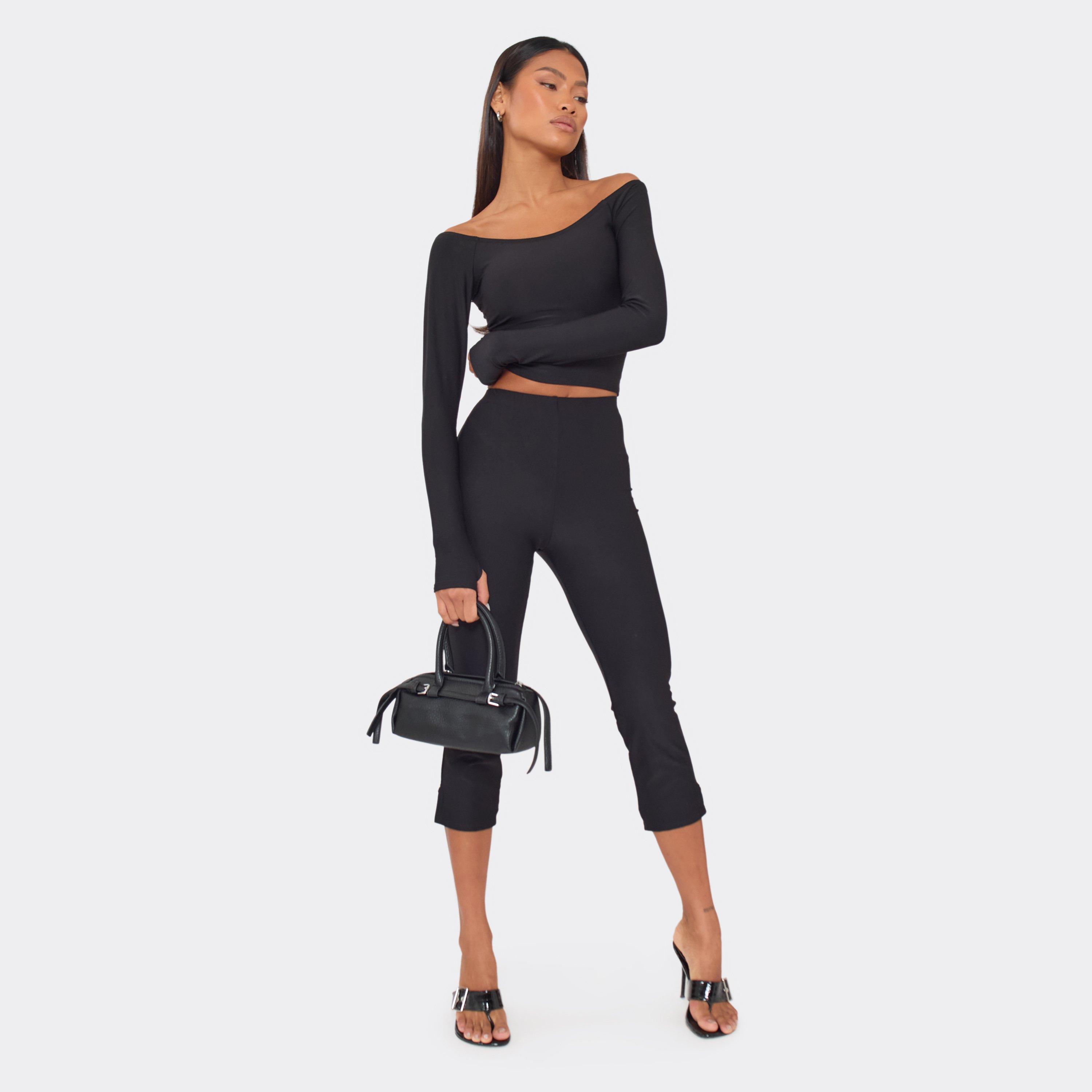 Low Rise Capri Trousers In Black, Women's Size UK 12