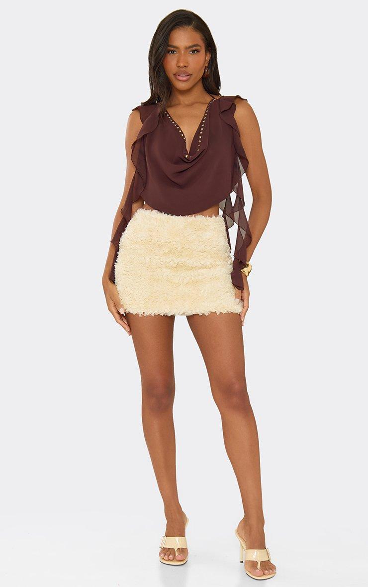 Mid Rise Lace Trim Frilled Rara Mini Skirt In Cream | EGO US | EGO