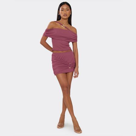 Mid Rise Wrap Trim Detail Mini Skirt In Purple, Women's Size US