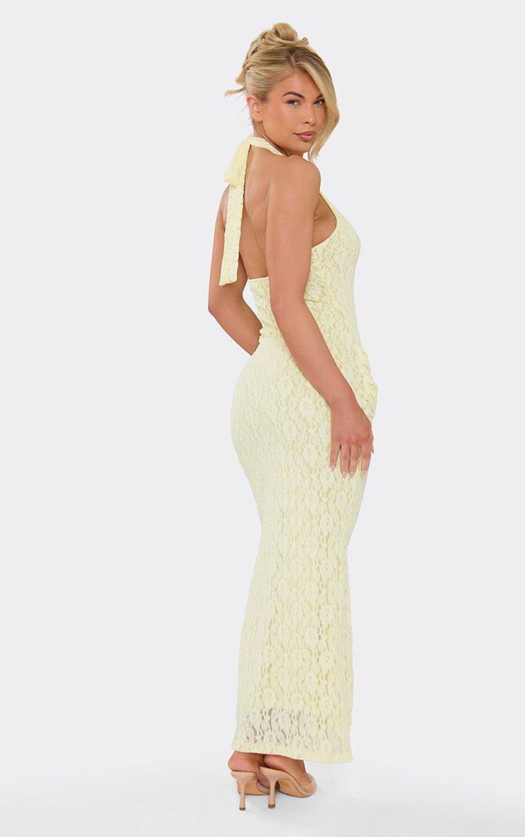 strapless open back dress Celena Maxi Dress Lemon Burnout main image 0