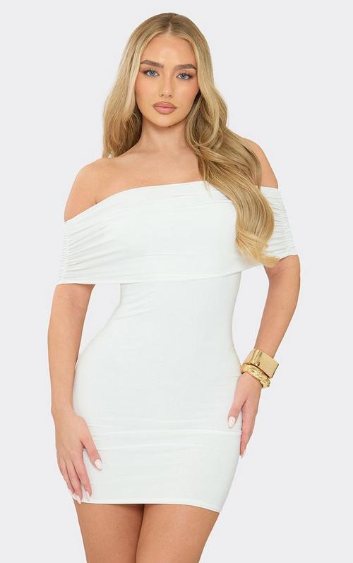 Strappy Tie Front Split Hem Mini Bodycon Dress In White Slinky | EGO CA