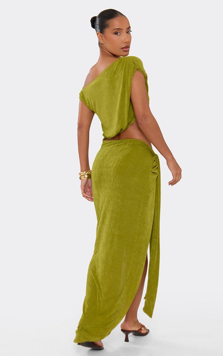 off the shoulder wrap dress PrettyLittleThing Women's Slinky Detail Maxi in Blush Rose 95% Polyamide 5% Spandex Lining Off The Shoulder Cut Out