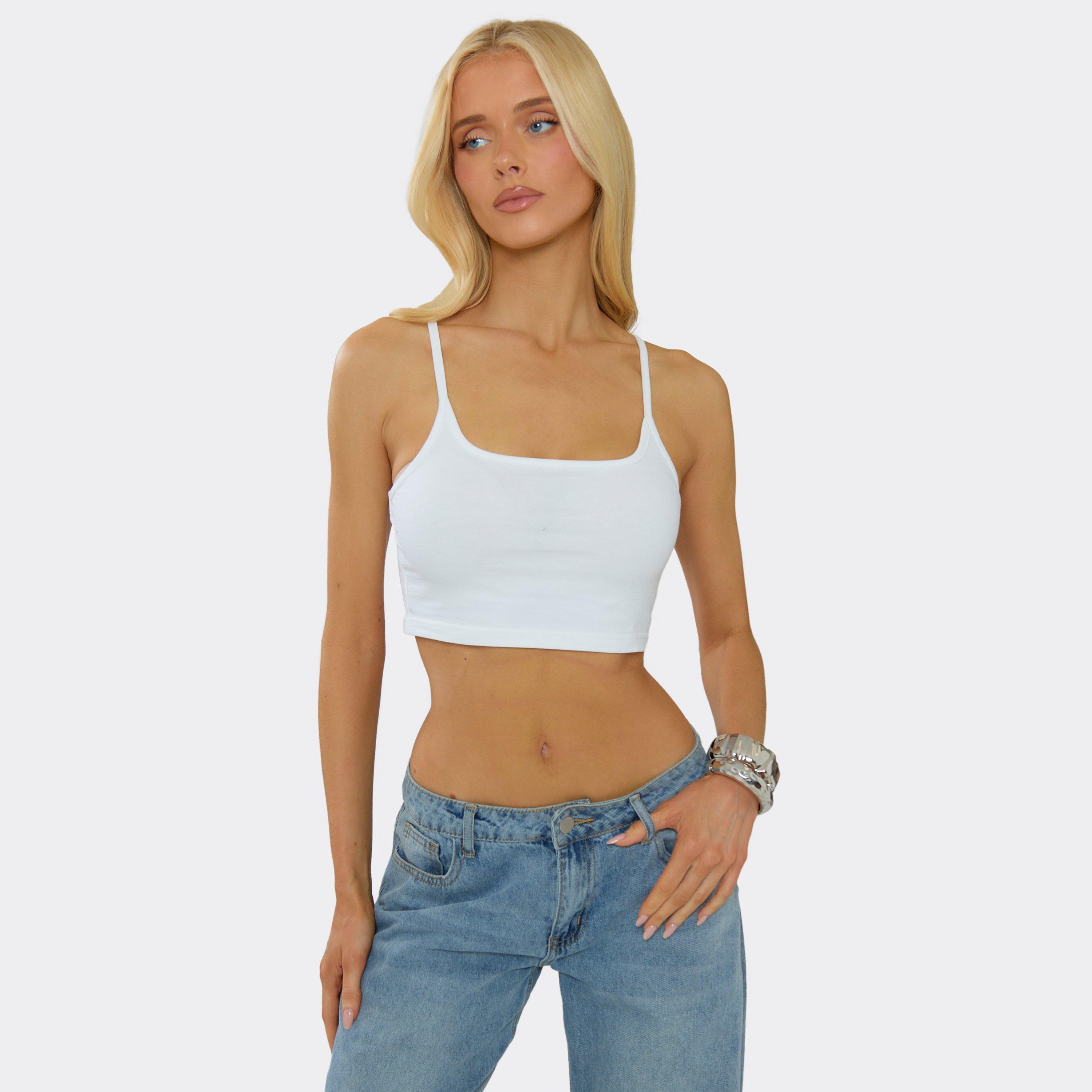 Image of Strappy Cropped Vest Top In White, Women's