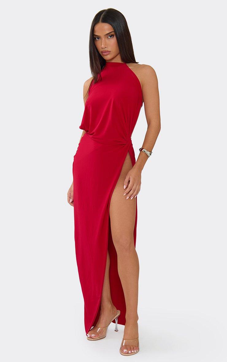 halter neck side split maxi dress Slit Backless Sewing Pattern Patterns For Less Halter Neck Side Slit Long Gown Turn heads in our Long Black Gown Halterneck Gold Chain Maxi Dress