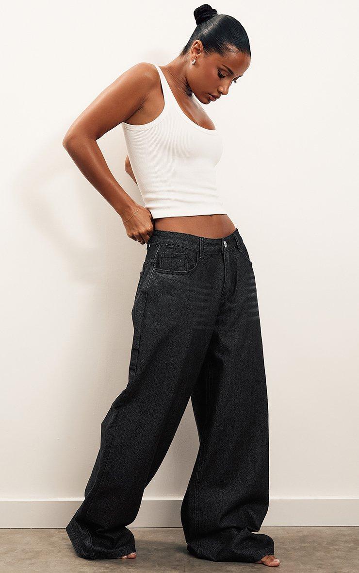 Low Rise Boyfriend Jeans In Black Denim