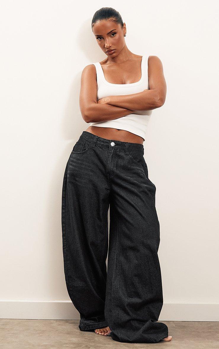Low Rise Boyfriend Jeans In Black Denim