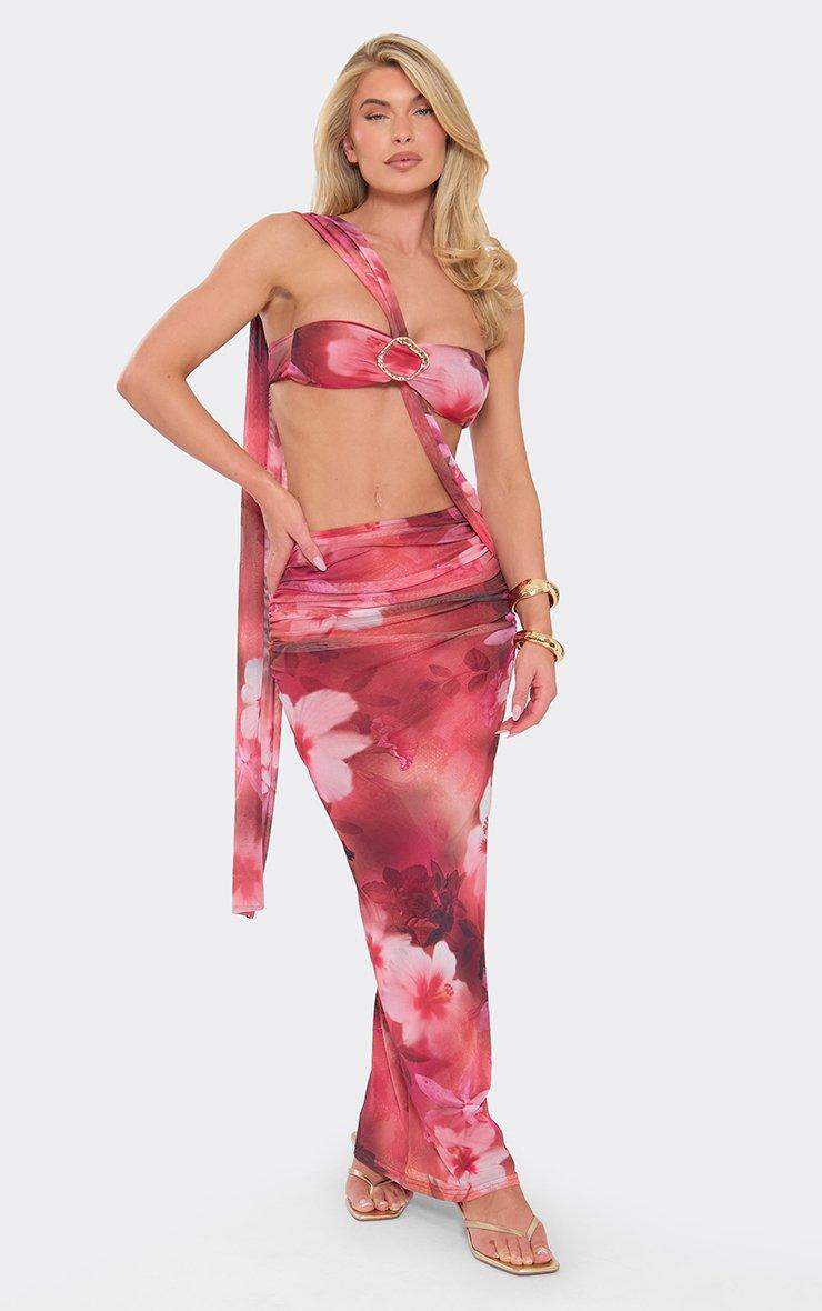 strapless open back dress Katie Floral Print Hollow Cut-Out Maxi Dress main image 1