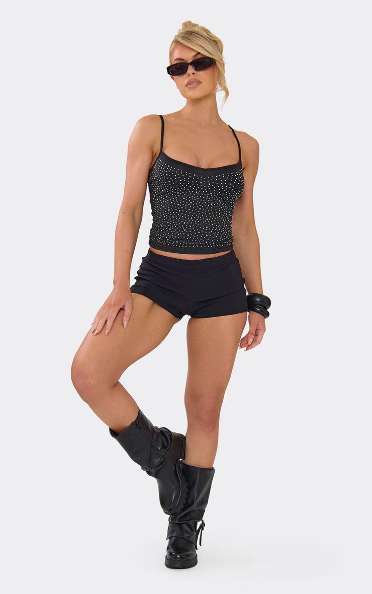 Low Rise Lace Up Micro Shorts In Black Faux Leather | EGO CA | EGO