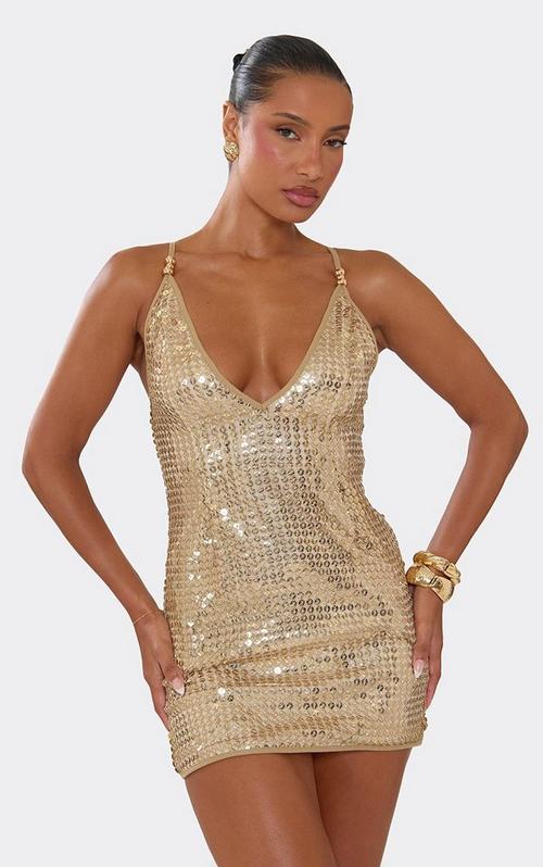 eloquii gold sequin pique dress Square Neck Open Back Detail Mini In | EGO US Eloquii store