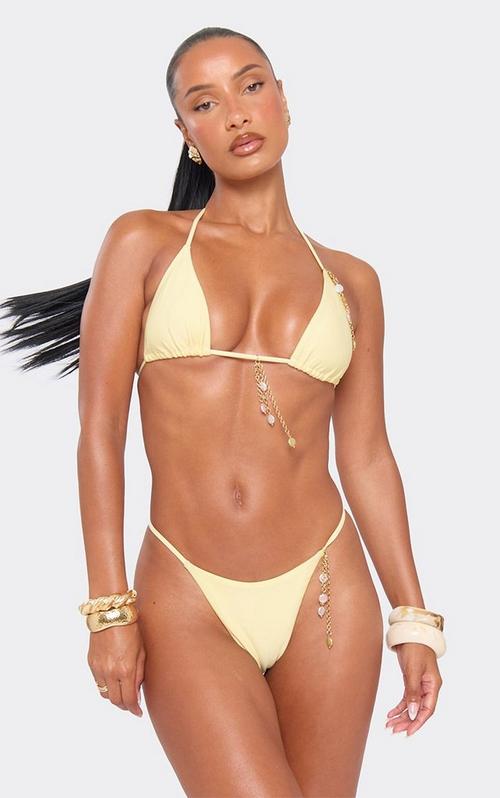 Diamante Trim Triangle Bikini Set In Black | EGO US | EGO