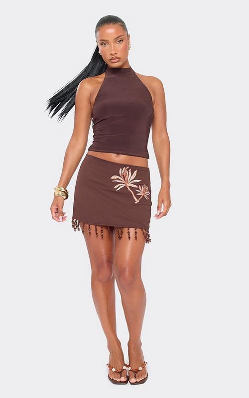Mid Rise Shell Sequin Detail Split Side Maxi Skirt In Gold Glitter