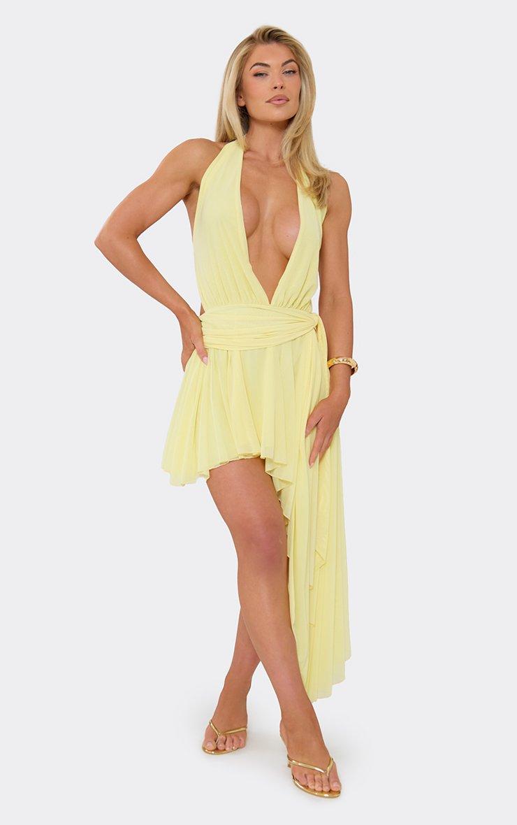 navy blue dress for baby girl Halterneck Ruffle Appliqué A Line Mini Dress in Lemon Sherbet main image 1