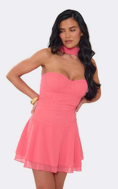 hot pink plisse knot detail bandeau bodycon dress Ruched Side Split Leg Maxi In Slinky | EGO US SIZE:41