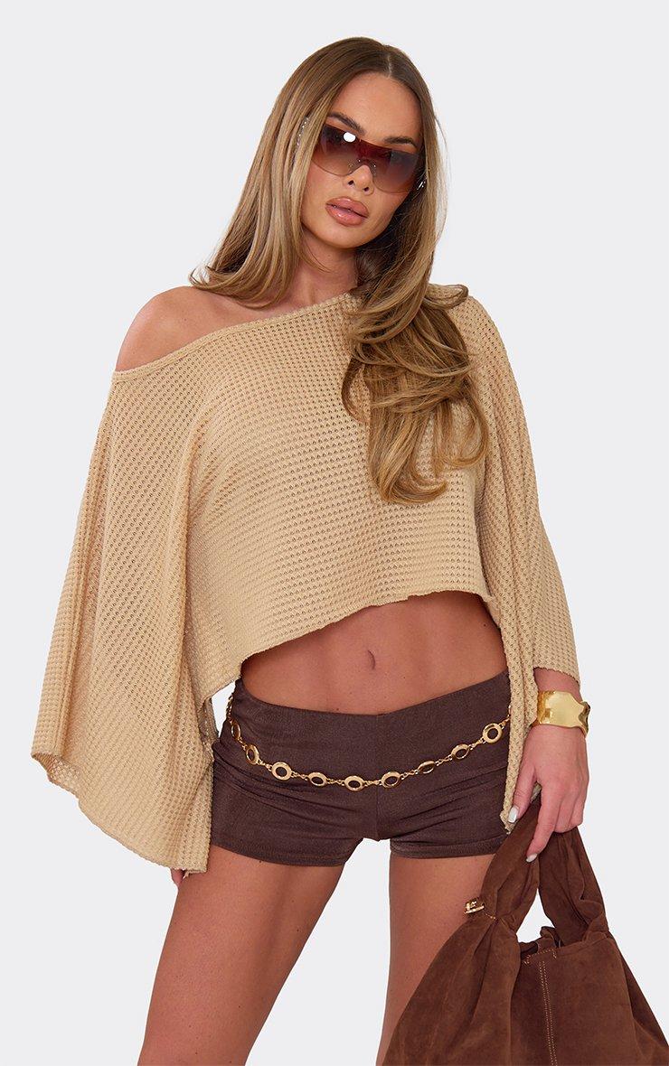 Off The Shoulder Asymmetric Cape Top In Stone | EGO US | EGO