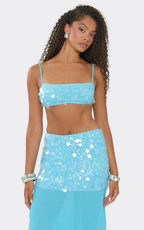 Square Neck Zip Front Studded Detail Crop Top In Black Clear Vinyl