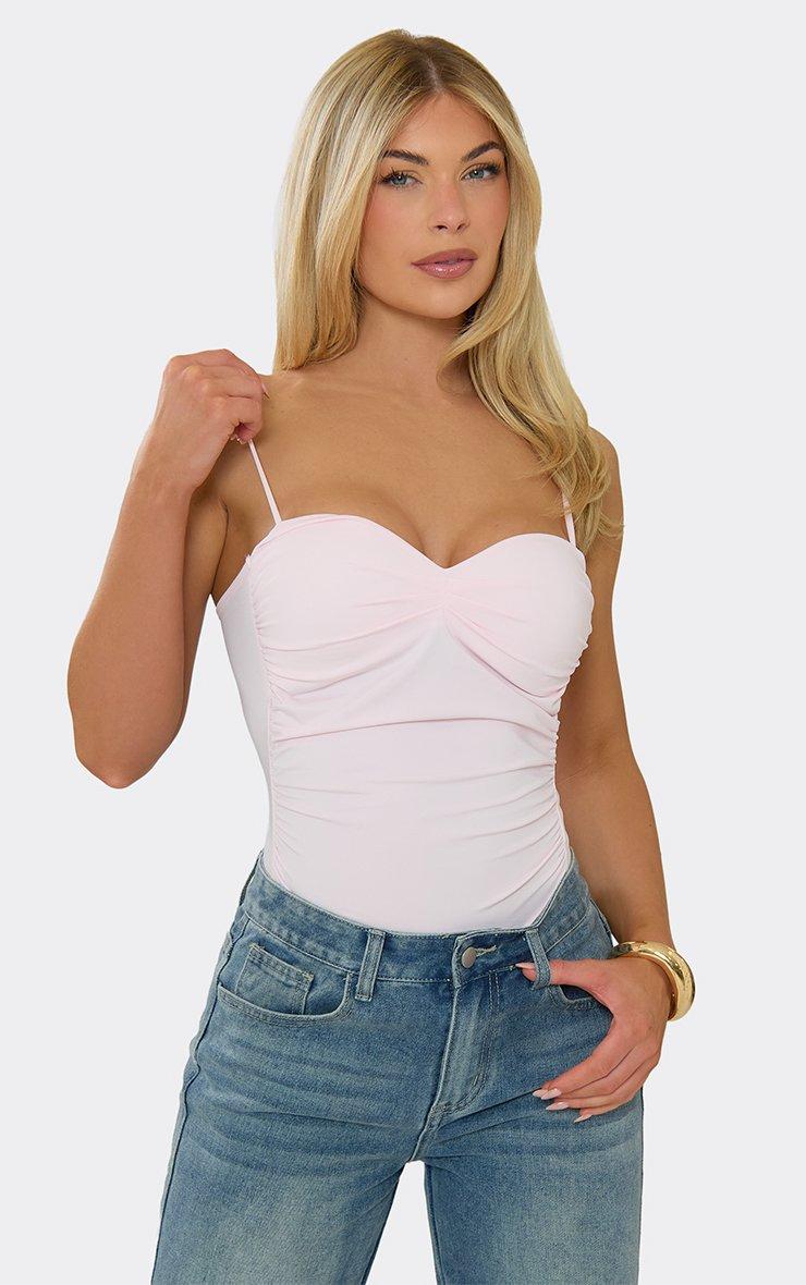 Long Sleeve One Shoulder Asymmetric Hem Top In Baby Pink | EGO US