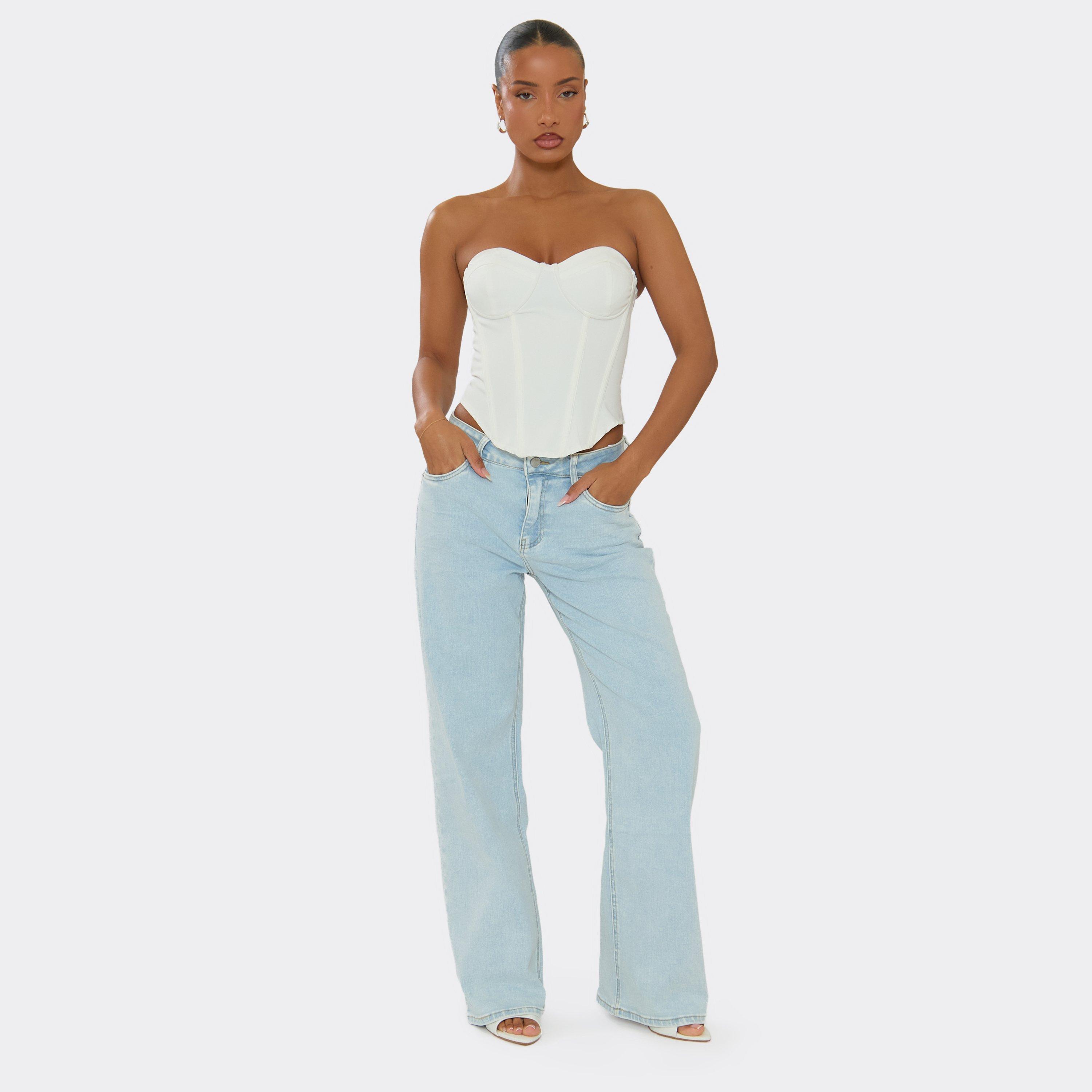 Mid Rise Wide Leg Jeans In Light Blue, Women’s