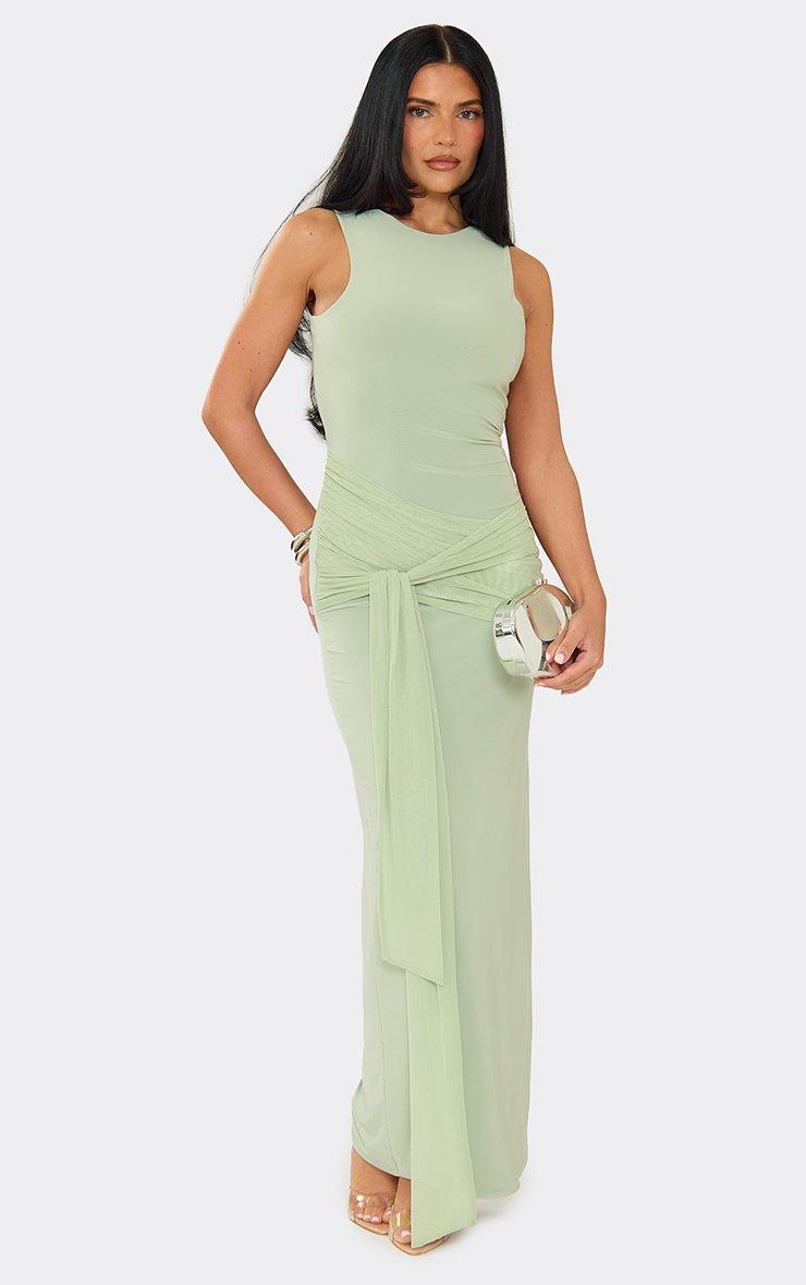 long bodycon dress sleeveless Miss Circle Women's Adelaide White Beaded Sequin Net Bodycon Gown