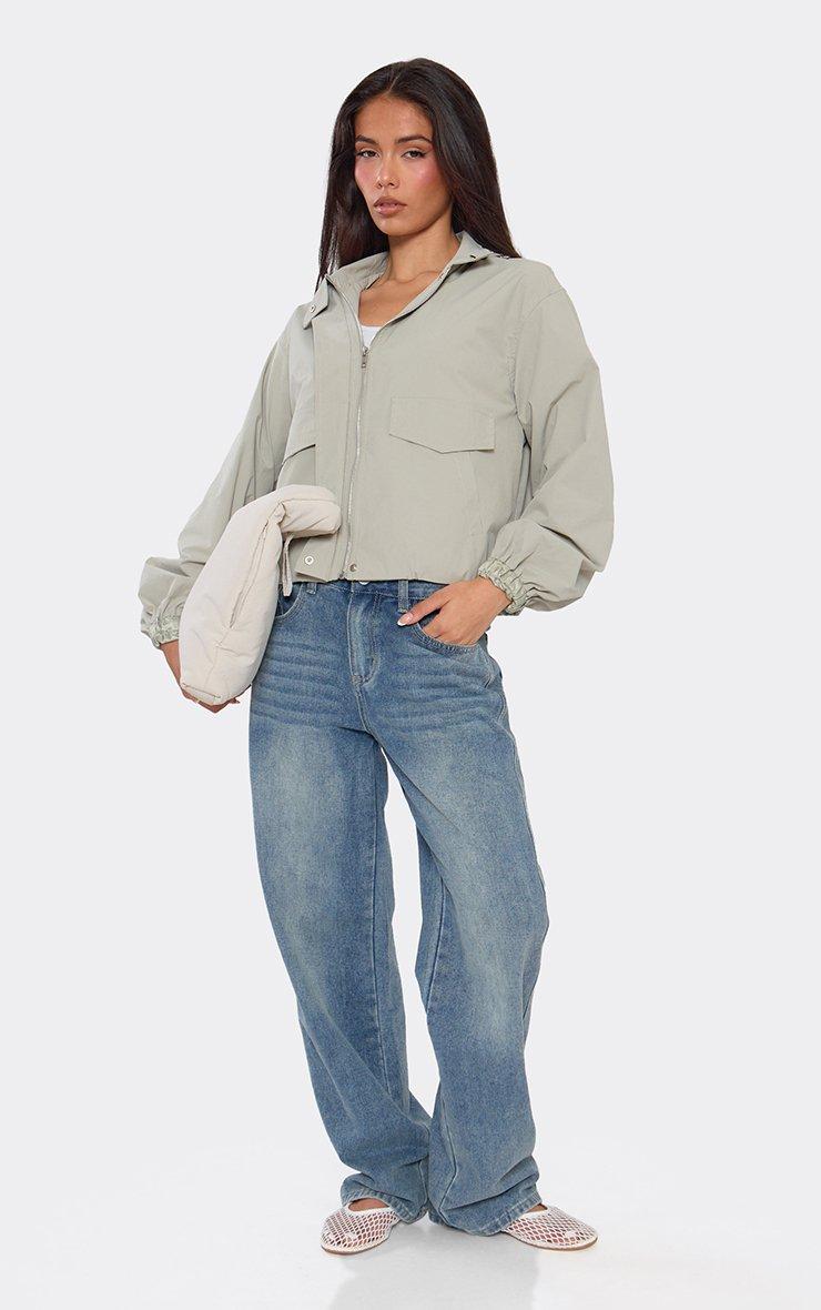 Hooded Funnel Neck Pocket Front Lightweight Jacket