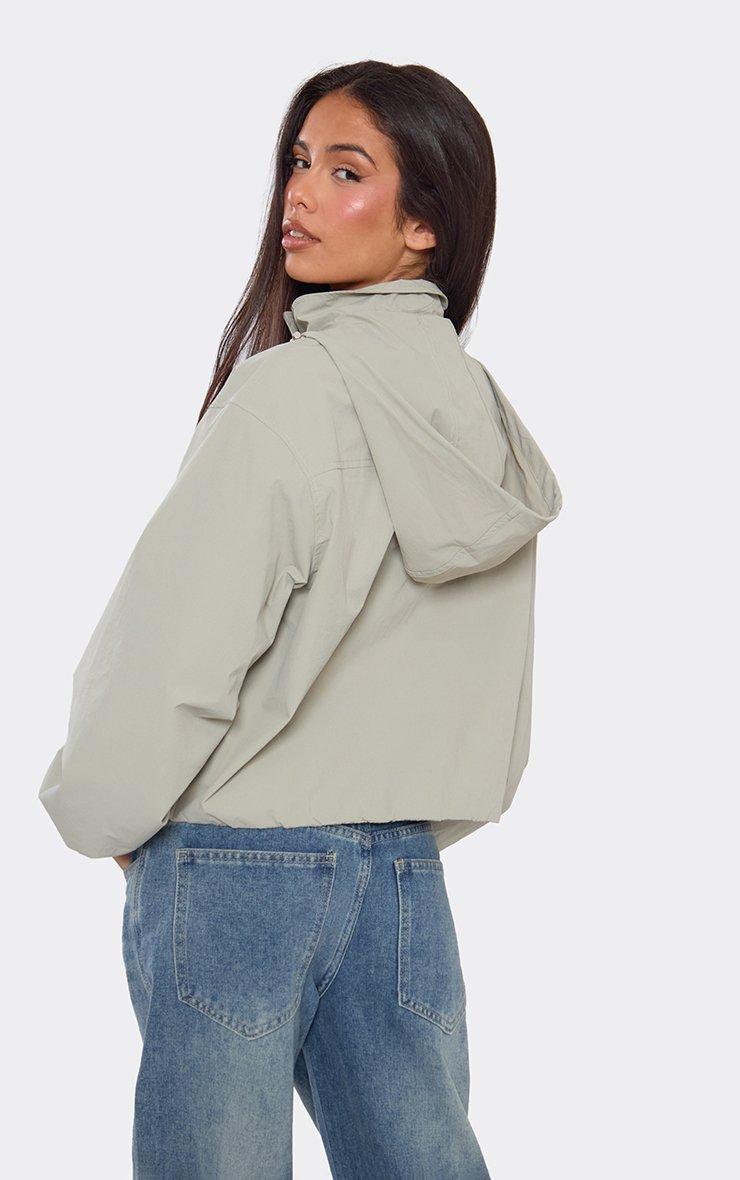 Hooded Funnel Neck Pocket Front Lightweight Jacket