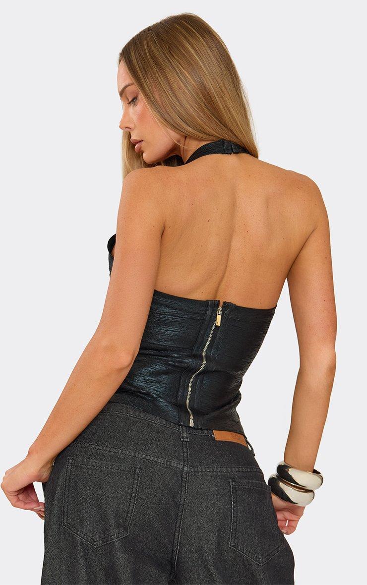 Halterneck Corset Top In Black Bandage