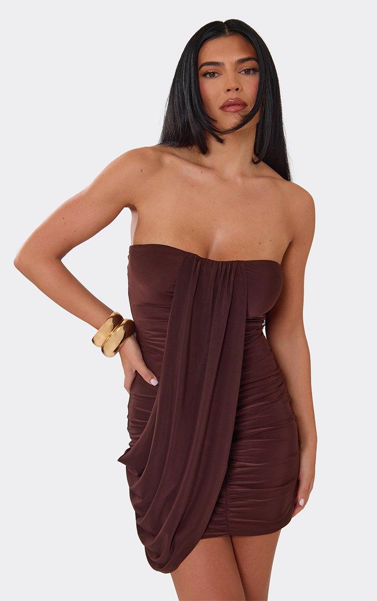 Tie Waist Blazer Dress In Brown Faux Leather | EGO US | EGO
