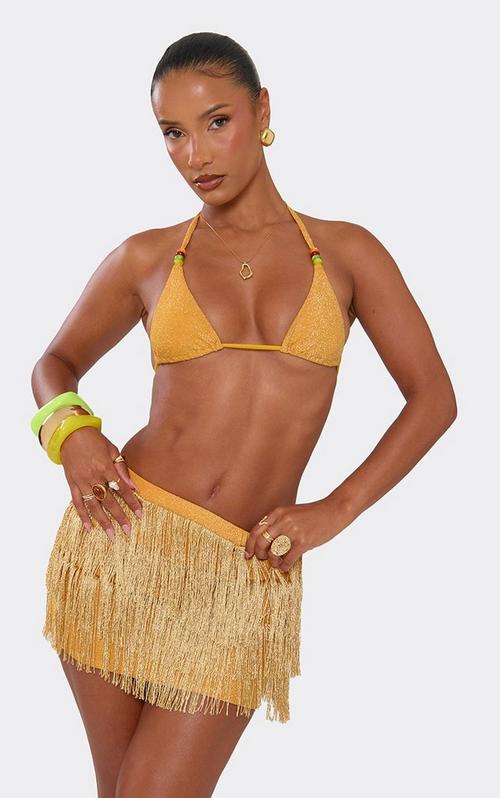 Mid Rise Tassel Mini Skirt In Gold | EGO EU | EGO