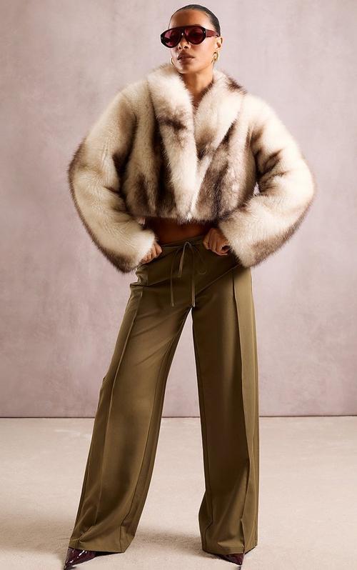 Oversized Collar Shaggy Coat In Brown Faux Fur | EGO US | EGO