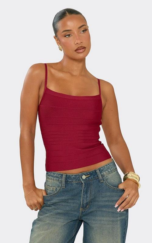 Strappy Lace Trim Cami Top In Pink Slinky | EGO US | EGO