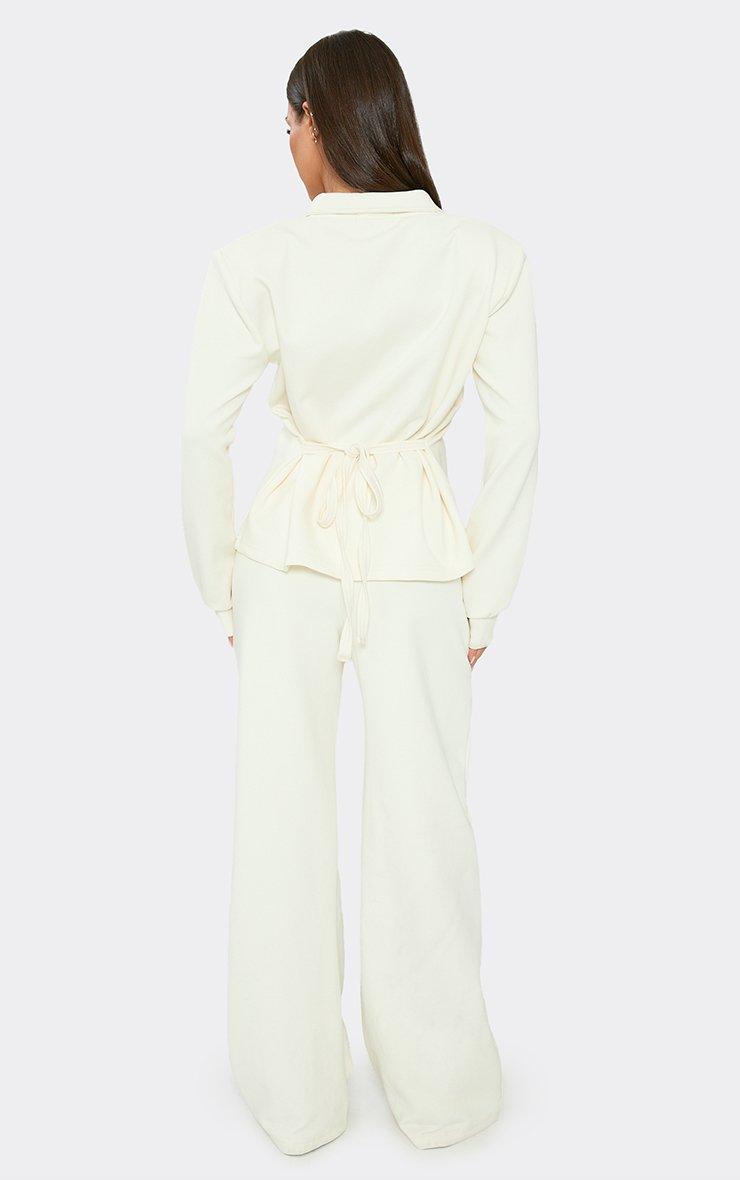 Mid Rise Straight Leg Joggers In Cream Interlock