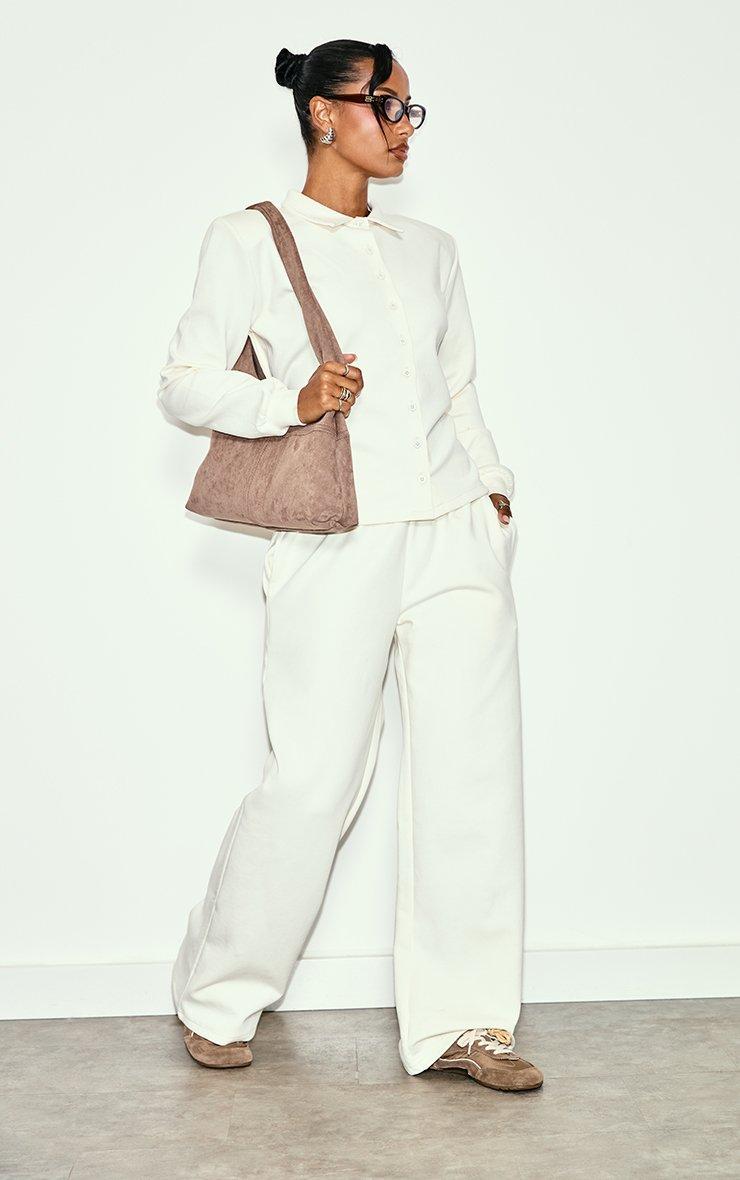 Mid Rise Straight Leg Joggers In Cream Interlock