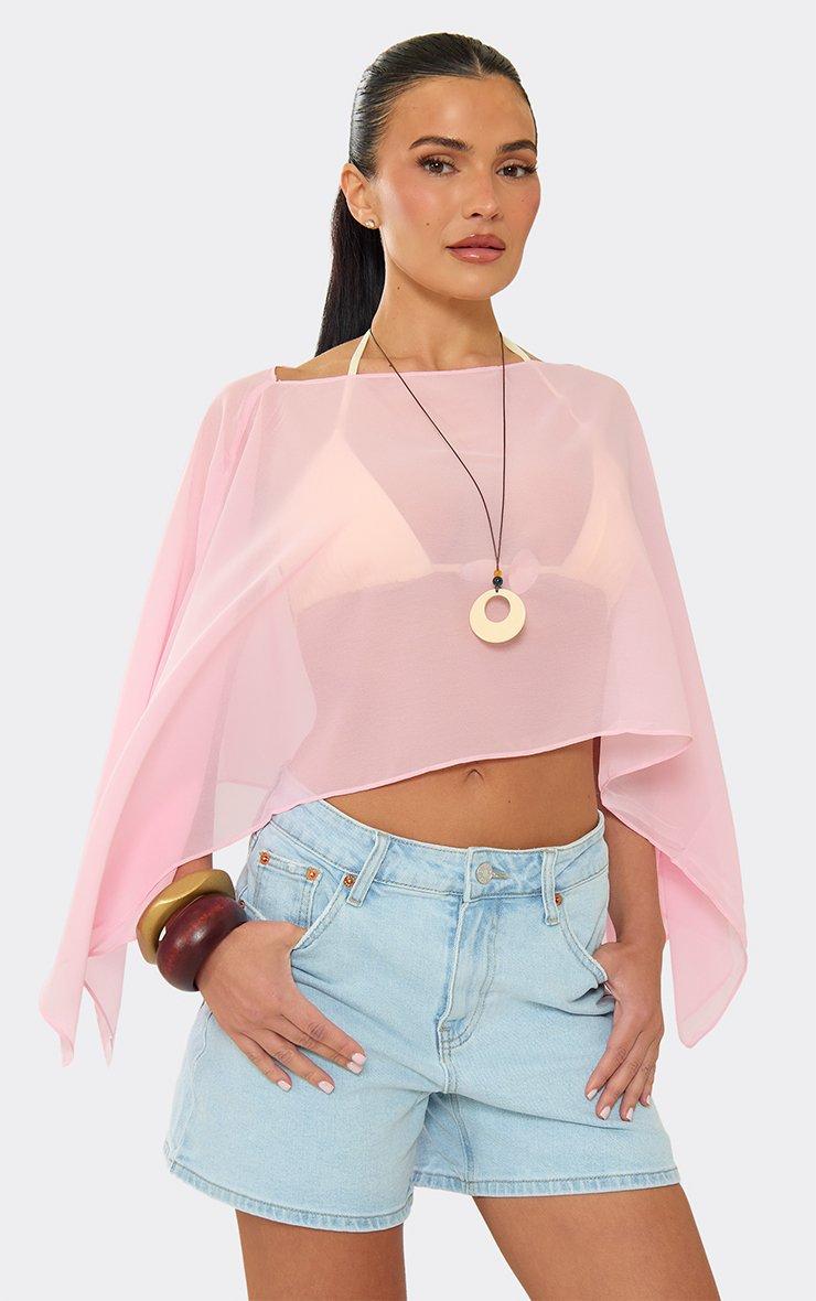 Plunge Bow Detail Strappy Crop Top In Pink Lace | EGO US | EGO
