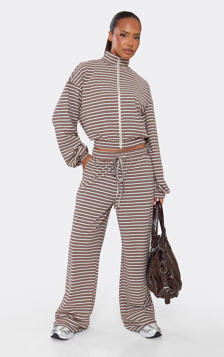 Mid Rise Straight Leg Joggers In Multi Soft Stripe Fleece