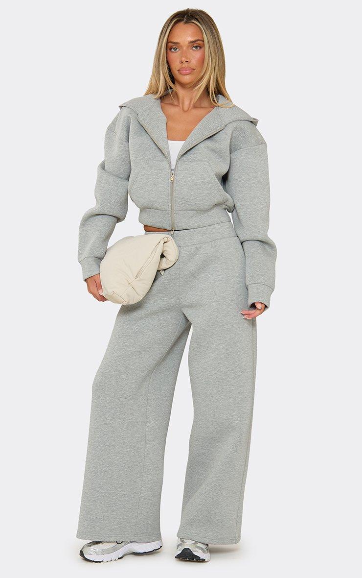 Mid Rise Straight Leg Joggers In Light Grey Marl Scuba