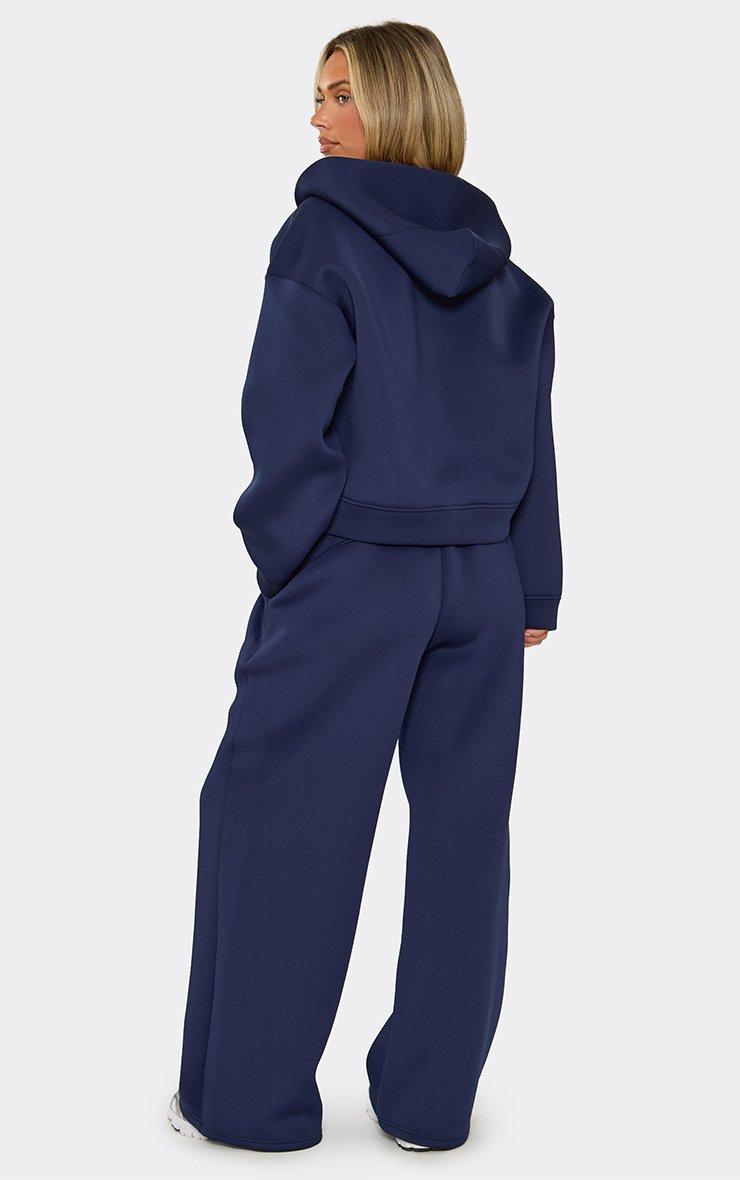 Mid Rise Drawstring Waist Straight Leg Joggers In Navy Scuba