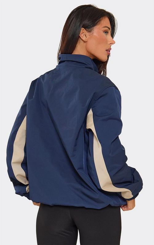 Side Stripe Zip Up Track Jacket In Navy Blue | EGO US | EGO