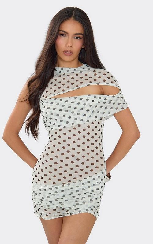 off-the-shoulder mesh panel bodycon dress love by design Long Sleeve Draped Slinky Mini With Gloves In Brown | EGO US Midi dress