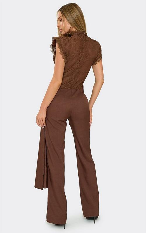 amerge. laceup bolero×onepiece set Bandeau Fitted Jumpsuit With Bolero Sleeves In Black Lace | EGO US