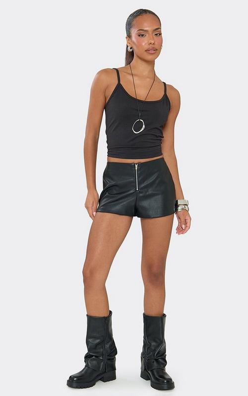 High Rise Belted Shorts In Grey Faux Leather | EGO EU | EGO