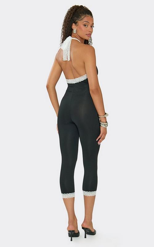 Bandeau Contrast Lace Trouser Detail Jumpsuit In White | EGO US | EGO